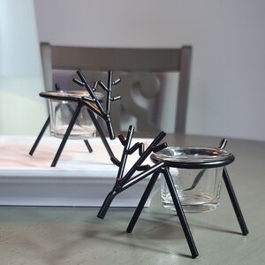 Black Metal Reindeer Candle Holders
